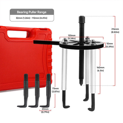 Bearing Puller Set with 6 Collets, Three Jaw Puller – image 5