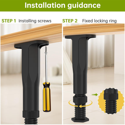 Adjustable Bed Support Legs 6 Pack, Bed Frame Support Legs with Swivel Base – image 6