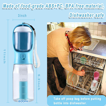 Portable Dog Water Bottle with Dog Treat Container, Leak Proof Dog Water Dispenser with Poop Bag Holder – image 11