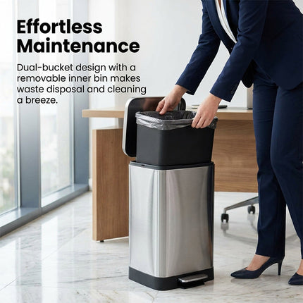 Stainless Steel Trash Can with Lid, Silent Close Step On Trash Can – image 8
