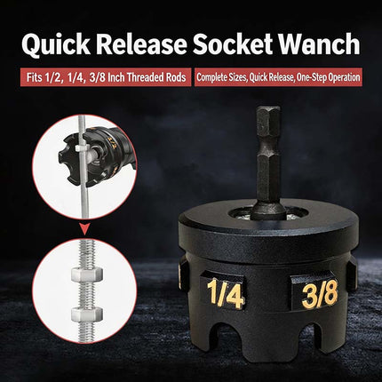 Threaded Rod Nut Driver, Nut Runner Drill Attachment for 1/4 to 1/2 Inch Rods – image 5