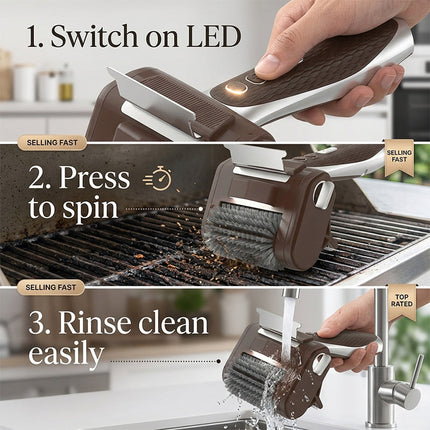 Electric Grill Cleaning Brush, Cordless Bristle Free Grill Brush with LED Light – image 4