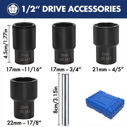 Lug Nut Remover for Damaged Bolts, Bolt Extractor Set with 5 Twist Sockets – image 6