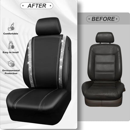 Leather Car Seat Covers with Rhinestones, Bling Car Seat Cover Full Set or Front Seats – image 5