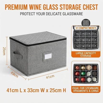 Stackable Storage Box with Dividers for Wine Glasses and Mugs, Drinkware Storage Box with Handles – image 8