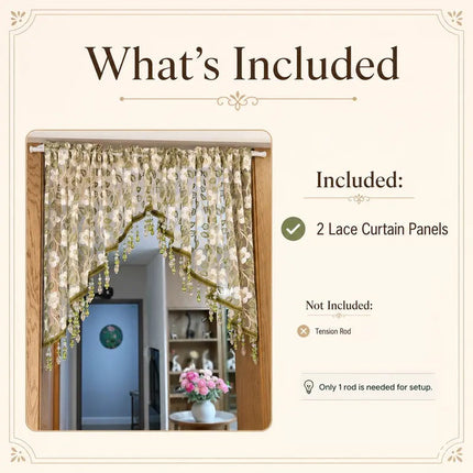 Sheer Curtains for Bedroom, Floral Lace Window Curtain 2 Panels – image 12