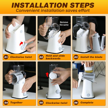 Rotary Cheese Grater Shredder with 5 Blades, Vegetable Cutter – image 6