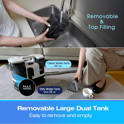 Upholstery Cleaner with Dual Tanks, Portable Carpet Cleaner Machine – image 5
