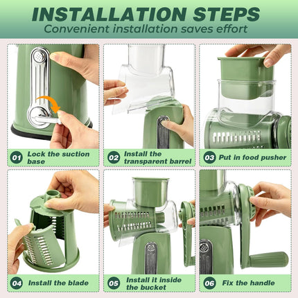 Rotary Cheese Grater Shredder with 5 Blades, Vegetable Slicer and Shredder – image 11