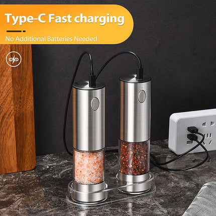 Electric Salt and Pepper Grinder Set, Rechargeable Pepper Mill with LED Light – image 5