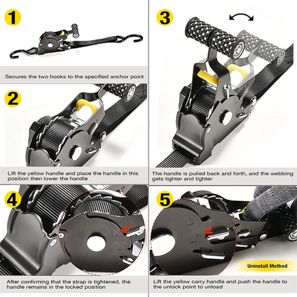 Retractable Ratchet Straps, Heavy Duty Ratchet Tie Down Straps with S Hooks – image 8