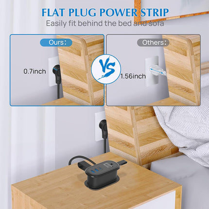 Travel Power Strip with USB Ports, Power Bar with Short Extension Cord – image 6