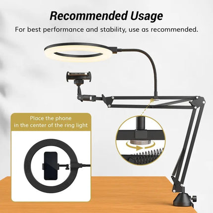 Overhead Ring Light with Boom Arm and Phone Holder – image 4