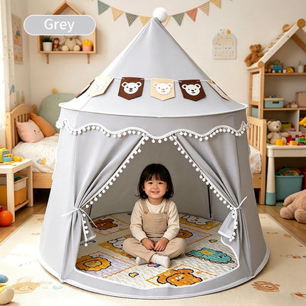 Kids Tent Castle with String Lights and Flags, Large Playroom Tent – image 6