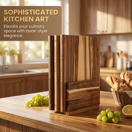 Wood Cutting Boards for Kitchen, Acacia Cutting Board Set of 3 with Holder – image 6