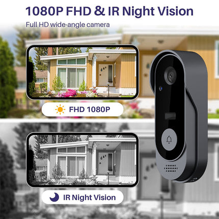 Wireless Doorbell Camera with Chime, Video Doorbell with Night Vision and Two Way Audio