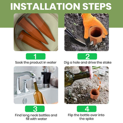 Terracotta Watering Spikes, Self Watering Spikes for Wine Bottles – image 8