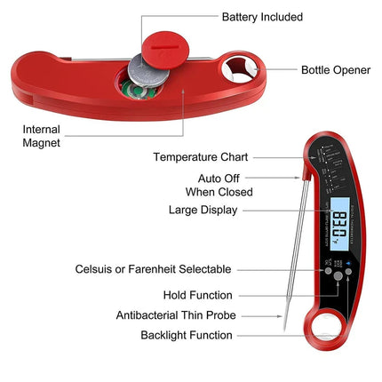 Digital Instant Read Meat Thermometer, Waterproof Food Thermometer for Cooking – image 6