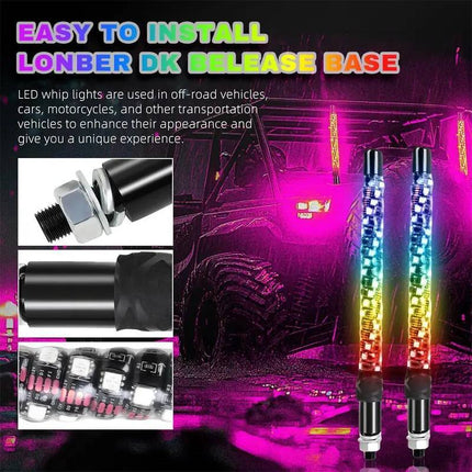 Spiral RGB LED Whip Lights 2 Pack, ATV Whip Light with App and Remote – image 6