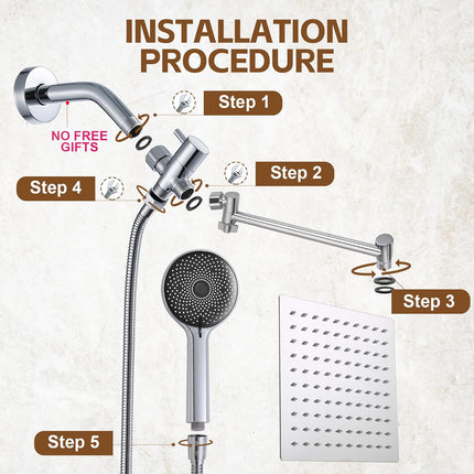 Rain Shower Head with 11 Inch Extension Arm, Shower Kit with 3 Spray Modes – image 7