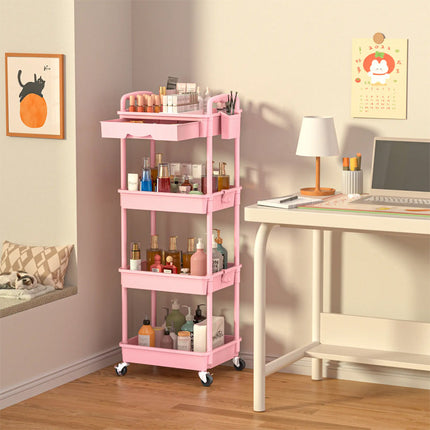 Rolling Utility Cart with Wheels, 3 Tier Rolling Cart with Hooks and Hanging Cups – image 10