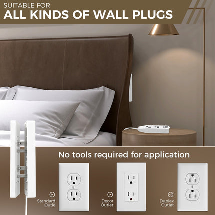 Ultra Thin Outlet Concealer, 3 Outlet Power Strip with Cord – image 15