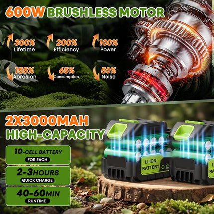 Cordless Hedge Trimmer with Extension Pole, Tree Pruner with 2 Batteries – image 5