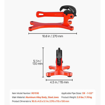 Portable Pipe Vise, Aluminum Pipe Holder for 1/8 to 1-1/2 Inch Pipes – image 11