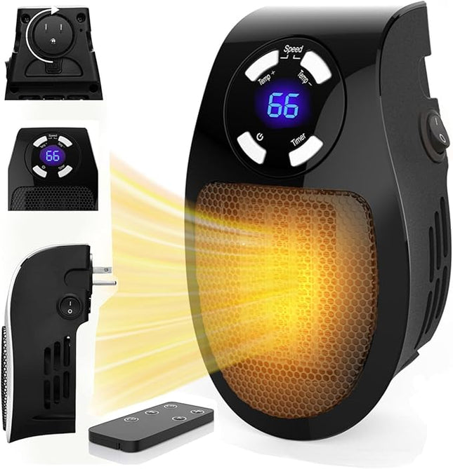 Plug In Space Heater, Ceramic Space Heater with Thermostat and Timer, Small Portable Heater for Bathroom and Office_00