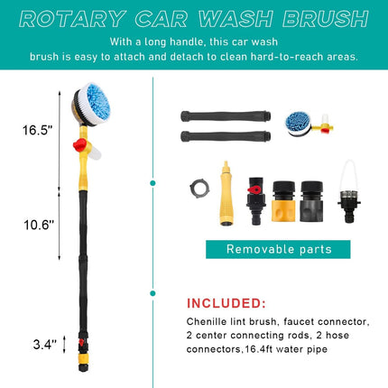Car Wash Brush with Long Handle, 360 Spin Car Cleaning Brush