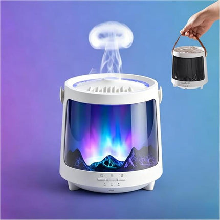 Essential Oil Diffuser, Aroma Diffuser Humidifier with Flame and Jellyfish Light