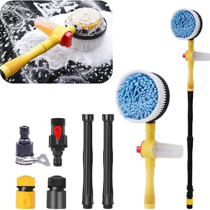 Car Wash Brush with Long Handle, Rotating Car Wash Brush with Soap Dispenser, 360 Spin Car Cleaning Brush
