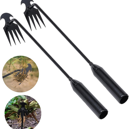 Weed Puller Tool, Hand Weeding Tools with 4 Tines, Weed Removal Tool, Garden Weeder for Dandelion and Lawn