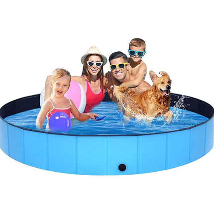 Foldable Swimming Pool, Hard Plastic Kiddie Pool with Drain Plug and Non Slip Bottom