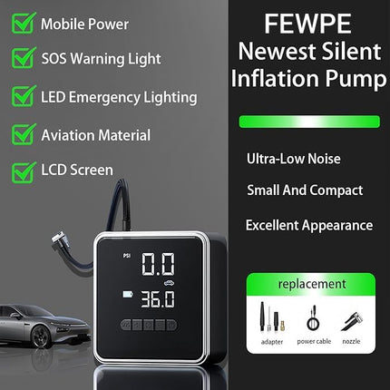 Portable Air Compressor for Car, Air Pump with LED Light and Power Bank – image 6