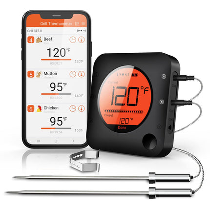 Wireless Meat Thermometer with Multiple Probes, Bluetooth Food Thermometer for Grill and Smoker with Companion App – image 2
