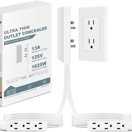 Flat Plug Power Strip with Outlet Concealer, Cord Hider – image 19