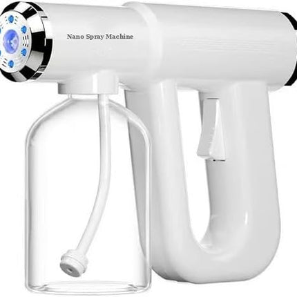 Disinfectant Sprayer, Cordless Spray Gun with 13 oz Tank, Electric Sanitizer Sprayer with Blue Light for Home and Salon