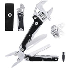 Adjustable Wrench Tool 11 in 1, Pocket Multi Tool Wrench with Pliers and Belt Pouch, Stainless Steel EDC Gear