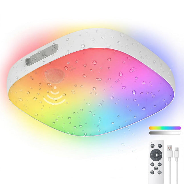 Motion Sensor Light for Shower, Waterproof Shower Light Rechargeable, RGB Light with Remote, Bathroom Lighting_01
