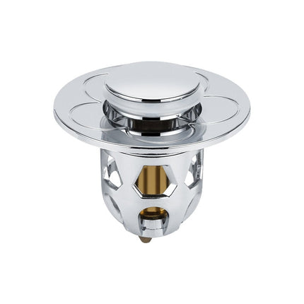 Bathroom Sink Stopper, Pop Up Sink Drain Stopper with Hair Catcher, Bathroom Sink Drain Plug with Strainer Basket