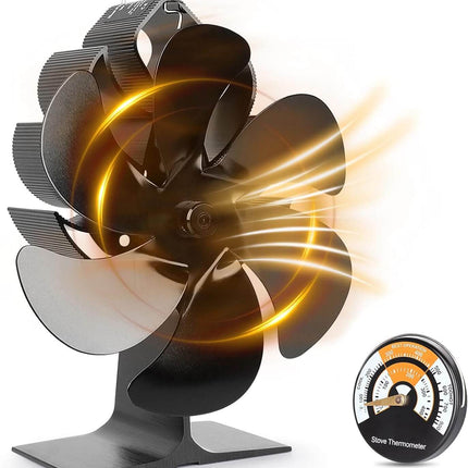 Heat Powered Wood Stove Fan, 6 Blade Log Burner Fan