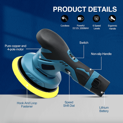 Car Buffer Polisher Cordless with 2 Batteries, Marble Polisher for Glass and Metal – image 7