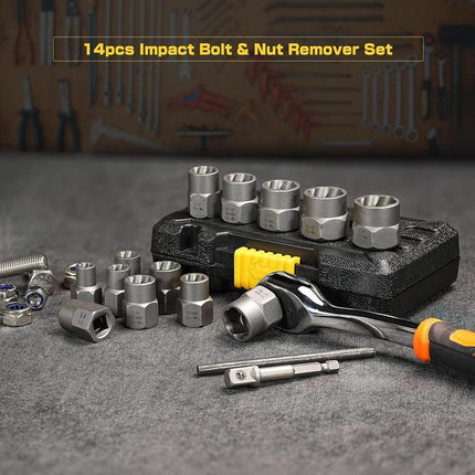 Bolt Extractor Set 13 Piece, Hand Tools with SAE and Metric Bolt Extractor Sockets – image 6
