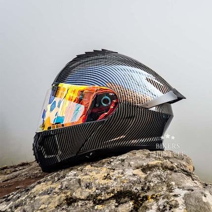 Full Face Motorcycle Helmet Modular, DOT Approved Motorcycle Helmet with Dual Lens, Flip Up Modular Helmet with Visor