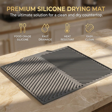 Dish Drying Mats, Silicone Dish Drain Mat with Drain Spout – image 14