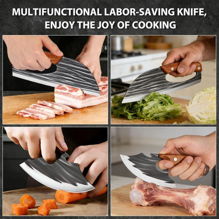 Hand Forged Meat Cleaver Knife, Stainless Steel Chopping Knife for Kitchen – image 9