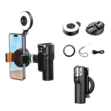 Mini Selfie Stick with LED Fill Light, Vlogging Kit with Selfie Light – image 11