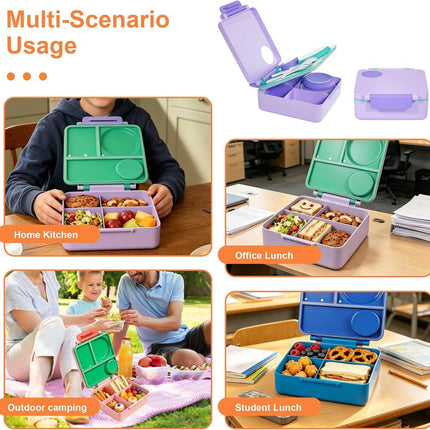 Insulated Lunch Box for Kids, Leakproof Bento Box with 4 Compartments – image 7