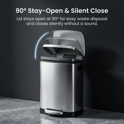 Stainless Steel Trash Can with Lid, Kitchen Garbage Bin with Removable Inner Bucket – image 9